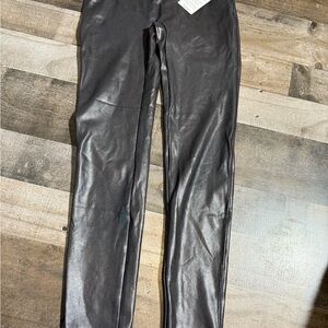 SPANX‎ Black Faux Leather Leggings- Large